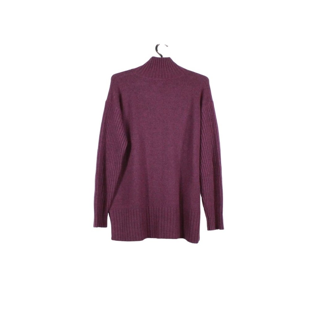 LL Bean The Essential Maroon Turtleneck Wool Blend High Low Sweater M - Picture 4 of 7